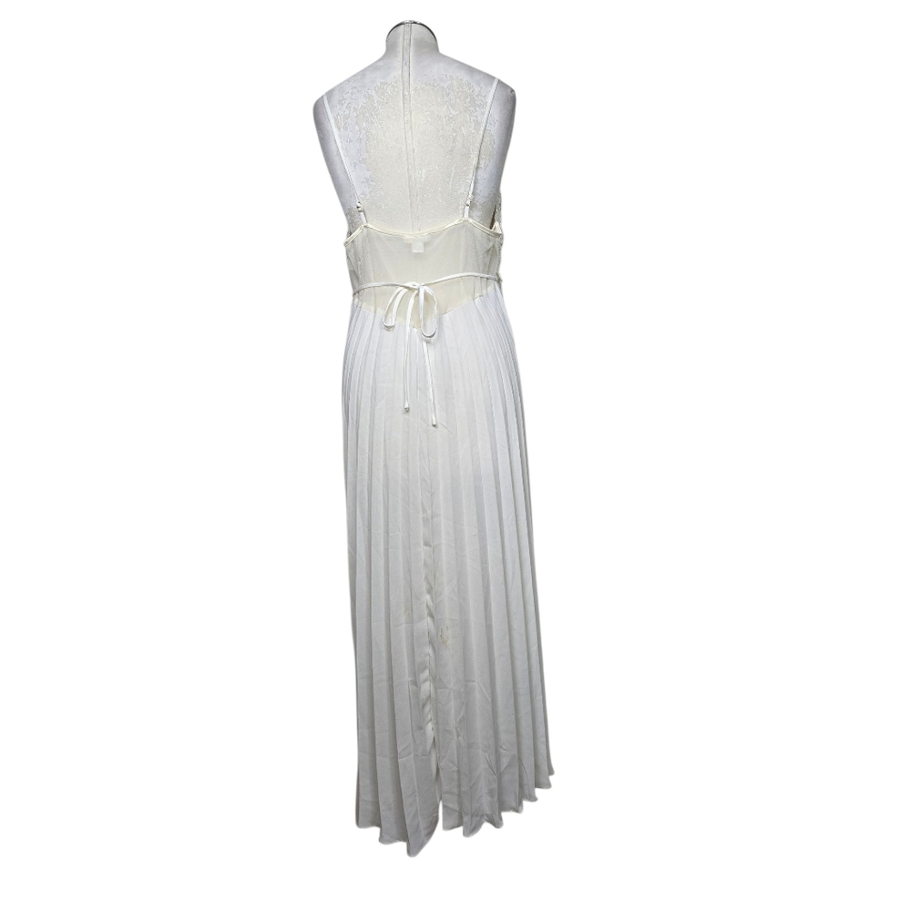 Flora White Ivory Crochet Sleeveless Accordion Night Dress Slip L - Picture 4 of 7